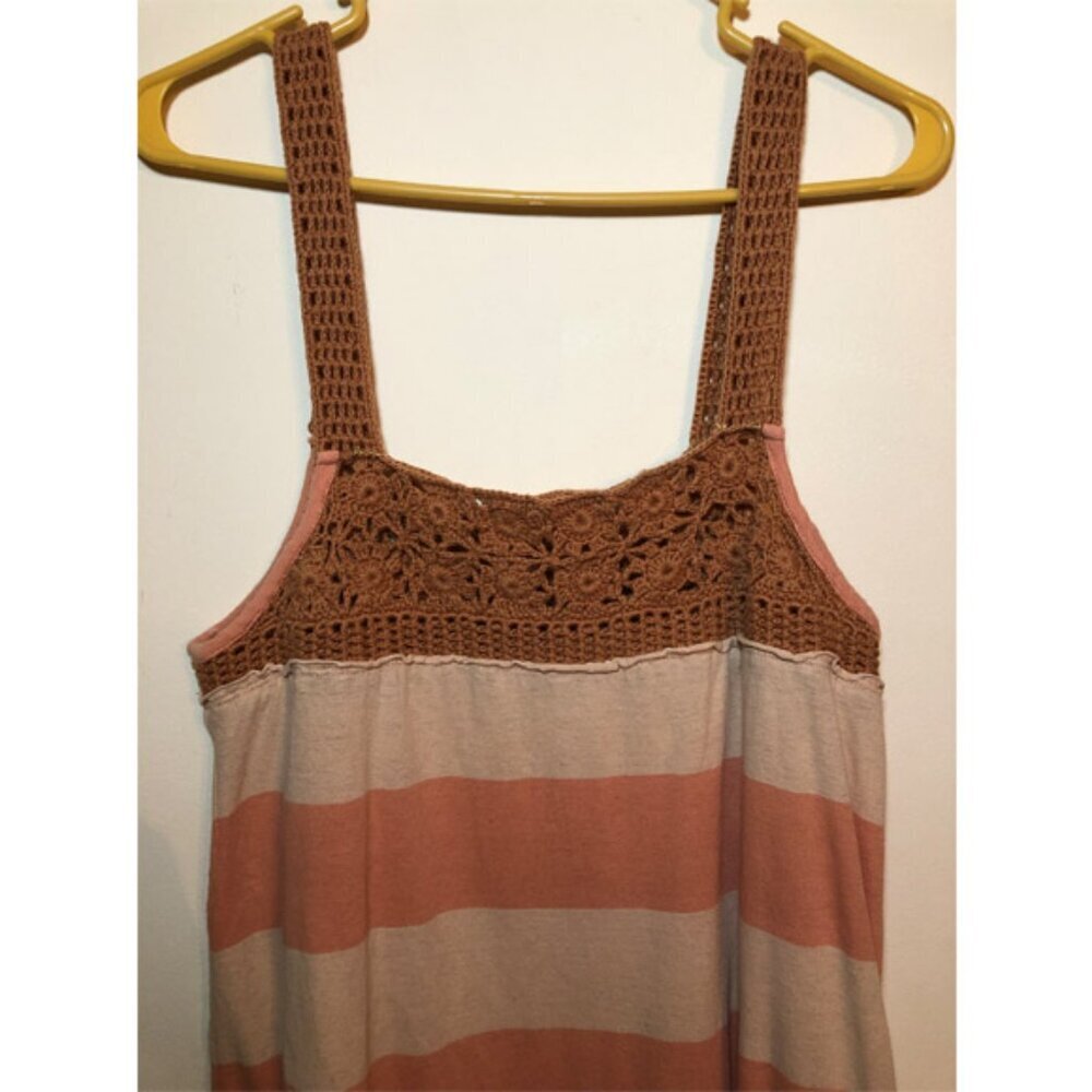 Free People Luca Crochet Stripe Tunic in Sayulita Sz S Cotton Linen Blend Boho - Picture 6 of 8